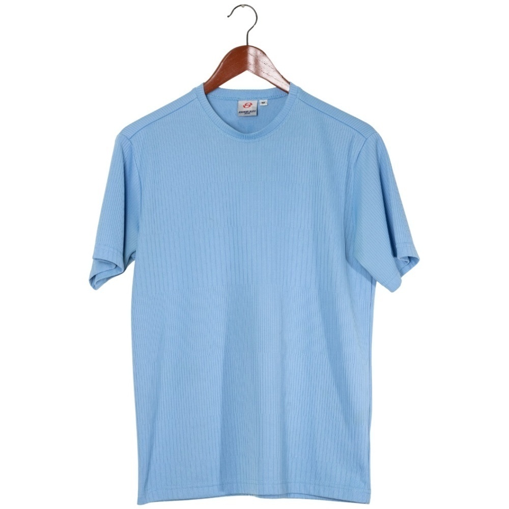 Anchor Blue Ribbed Shirt Baby Blue Medium 90s Fitted Eurotrash Classic